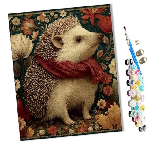 Malen nach Zahlen Herbstlicher warmer Samtigigel Kits für Anfänger Erwachsene DIY Art Decor Handgemalte Malerei nach Zahlen Kreatives Geschenk Home Decoration 16x20 Zoll von WMZPOY