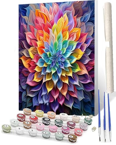 WMZPOY DIY Malen nach Zahlen Erwachsene Tiere Erwachsene Malen nach Bunte Mandala-Blume 124 Malen nach Zahlen Kunsthandwerk Geschenk für Home Wall Deco 40 x 50 cm(rahmenlos) von WMZPOY