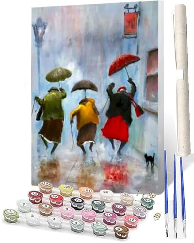 WMZPOY DIY Malen nach Zahlen Erwachsene Tiere Erwachsene Malen nach Glücklicher alter Mann im Regen 006 Malen nach Zahlen Kunsthandwerk Geschenk für Home Wall Deco 40 x 50 cm(rahmenlos) von WMZPOY