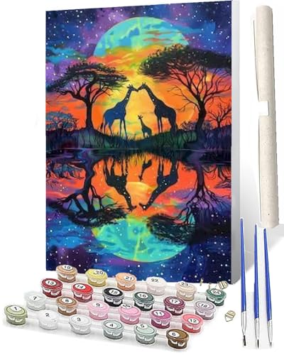 WMZPOY Malen Nach Zahlen Erwachsene Anfänger Bunte Landschaft Giraffe 070 DIY Handgemalt Ölgemälde Kits auf Leinwand mit Pinseln Acrylpigment Deko Painting by Numbers 40 * 50 WMZPOY Malen Nach Zahlen Erwachsene Anfänger Bunte Landschaft Giraffe 070 DIY Handgemalt Ölgemälde Kits auf Leinwand mit Pinseln Acrylpigment Deko Painting by Numbers 40 * 50 von WMZPOY