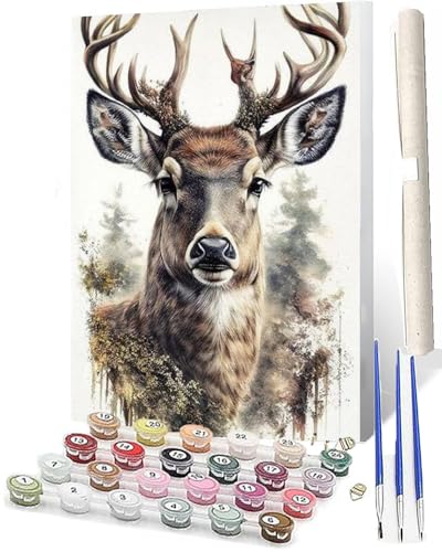 WMZPOY Malen Nach Zahlen Erwachsene Anfänger Tier Hirsch-5 DIY Handgemalt Ölgemälde Kits auf Leinwand mit Pinseln Acrylpigment Deko Painting by Numbers 40 * 50 WMZPOY Malen Nach Zahlen Erwachsene Anfänger Tier Hirsch-5 DIY Handgemalt Ölgemälde Kits auf Leinwand mit Pinseln Acrylpigment Deko Painting by Numbers 40 * 50 von WMZPOY