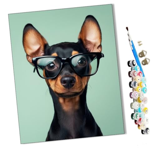 WMZPOY Malen Nach Zahlen Erwachsene Ein kleiner Dobermann-Welpe Bastelset Erwachsene Gemälde Leinwand 40x50 cm Mit Farbe und Pinsel - Geschenke und Maldekorationen von WMZPOY