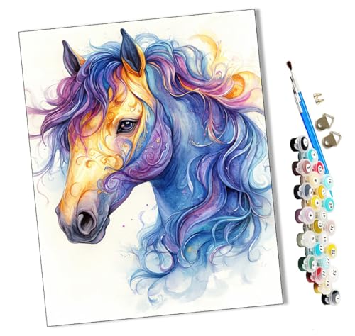 WMZPOY Malen Nach Zahlen Erwachsene Farbe Pferd (3) Bastelset Erwachsene Gemälde Leinwand 40x50 cm Mit Farbe und Pinsel - Geschenke und Maldekorationen von WMZPOY