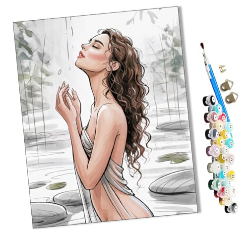 WMZPOY Malen Nach Zahlen Erwachsene Flüstern im Regen DIY Handgemalt Ölgemälde Leinwand Kits Mit Pinsels und Acrylfarbe Als Geschenke und Heimdekoration Ohne Rahmen 40 x 50 cm von WMZPOY