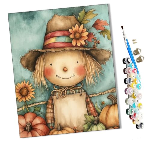 WMZPOY Malen Nach Zahlen Erwachsene Herbstliche Vogelscheuche Bastelset Erwachsene Gemälde Leinwand 40x50 cm Mit Farbe und Pinsel - Geschenke und Maldekorationen von WMZPOY