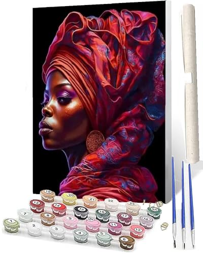 WMZPOY Malen Nach Zahlen Erwachsene Malen Nach Zahlen Tiere Anfänger Bunte afrikanische Frau 025 DIY Ölgemälde Leinwand Kit für Geschenke und Home Wand Dekor (40x50cm) von WMZPOY