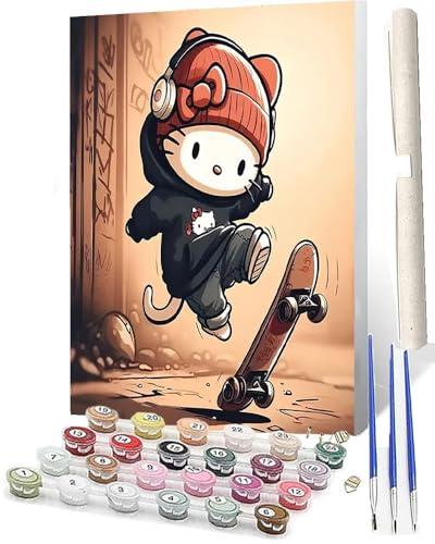WMZPOY Malen Nach Zahlen Erwachsene Malen Nach Zahlen Tiere Anfänger Tier-Skateboard DIY Ölgemälde Leinwand Kit für Geschenke und Home Wand Dekor (40x50cm) von WMZPOY