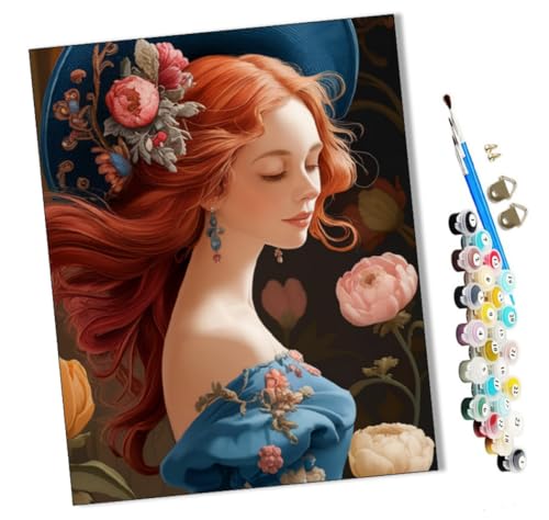WMZPOY Malen Nach Zahlen Erwachsene Rothaarige Schönheit DIY Handgemalt Ölgemälde Leinwand Kits Mit Pinsels und Acrylfarbe Als Geschenke und Heimdekoration Ohne Rahmen 40 x 50 cm von WMZPOY