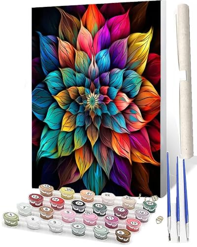WMZPOY Malen Nach Zahlen Farbmandala-Blume 123 DIY Ölmalerei Bastelset für Anfänger und Inklusive Knitterfreie LeinwandAcrylfarben und 3 PinselGeschenke und Home Haus Deko-40x50 WMZPOY Malen Nach Zahlen Farbmandala-Blume 123 DIY Ölmalerei Bastelset für Anfänger und Inklusive Knitterfreie LeinwandAcrylfarben und 3 PinselGeschenke und Home Haus Deko-40x50 von WMZPOY