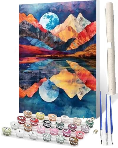 WMZPOY Malen Nach Zahlen ab 5 6 7 8 9 10 Bunte Landschaft 068 Adult Tiere Anfänger mit Leinwand Pinseln Acrylpigment für Geschenke und Home Haus Deko (40 x 50 cm) von WMZPOY