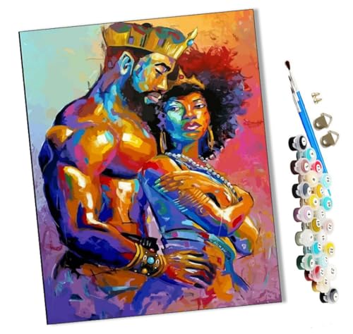 WMZPOY Malen nach Zahlen Afrikanisches Mädchen und Mann 45×50 cm Kits für Anfänger Erwachsene DIY Art Decor Handgemalte Malerei nach Zahlen Kreatives Geschenk Home Decoration 16x20 Zoll von WMZPOY