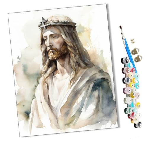 WMZPOY Malen nach Zahlen Erwachsene Die weiße Jesusstatue (13) DIY Malen nach Zahlen Kits auf Leinwand Acrylmalerei mit Pinseln Leinwand Geschenke Kunsthandwerk 40 x 50 cm(rahmenlos) von WMZPOY