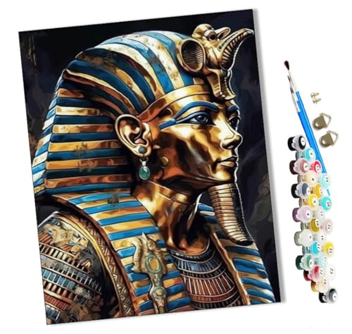 WMZPOY Malen nach Zahlen Erwachsene Pharao bunt (7) DIY Malen nach Zahlen Kits auf Leinwand Acrylmalerei mit Pinseln Leinwand Geschenke Kunsthandwerk 40 x 50 cm(rahmenlos) von WMZPOY