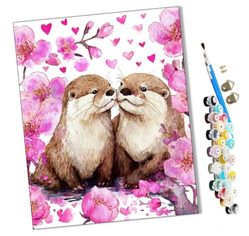 WMZPOY Malen nach Zahlen Kits Sakura-Liebesgeschichte DIY vorgedruckte Leinwand Ölgemälde Geschenk für Erwachsene Kinder Home House Decor 40 * 50 cm rahmenlose von WMZPOY