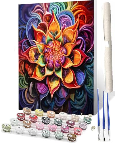 WMZPOY Malen nach Zahlen Kits für Erwachsene und Bunte Mandala-Blume 116 DIY Ölgemälde digital auf Leinwand Wandkunst Dekoration Geschenk 40,6 x 50,8 cm WMZPOY Malen nach Zahlen Kits für Erwachsene und Bunte Mandala-Blume 116 DIY Ölgemälde digital auf Leinwand Wandkunst Dekoration Geschenk 40,6 x 50,8 cm von WMZPOY