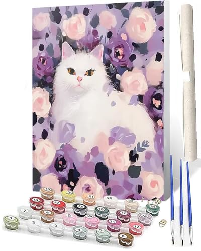 WMZPOY Malen nach Zahlen Kits für Erwachsene und Farbe Blume Katze 054 DIY Ölgemälde digital auf Leinwand Wandkunst Dekoration Geschenk 40,6 x 50,8 cm WMZPOY Malen nach Zahlen Kits für Erwachsene und Farbe Blume Katze 054 DIY Ölgemälde digital auf Leinwand Wandkunst Dekoration Geschenk 40,6 x 50,8 cm von WMZPOY