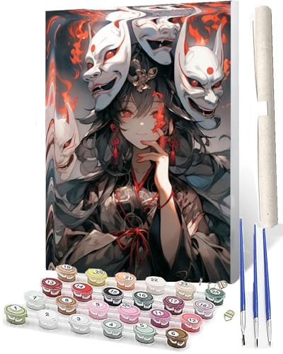 WMZPOY Malen nach Zahlen Kits für Erwachsene und Japanischer Maskenkarikatur-Anime-Junge 010 DIY Ölgemälde digital auf Leinwand Wandkunst Dekoration Geschenk 40,6 x 50,8 cm von WMZPOY