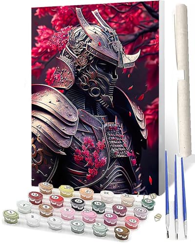 WMZPOY Malen nach Zahlen Kits für Erwachsene und Sakura Samurai 097 DIY Ölgemälde digital auf Leinwand Wandkunst Dekoration Geschenk 40,6 x 50,8 cm von WMZPOY