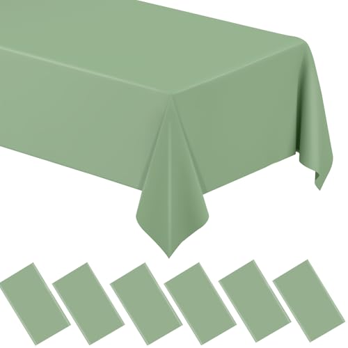 Kunststoff-Tischdecke für Hochzeiten, Einweg-Tischdecken für Partys, Brautparty, Verlobung, Hochzeit, Geburtstag, Kunststoff-Tischdecke für Partys, 137 x 274 cm, Salbeigrün, 6 Stück von WNINK