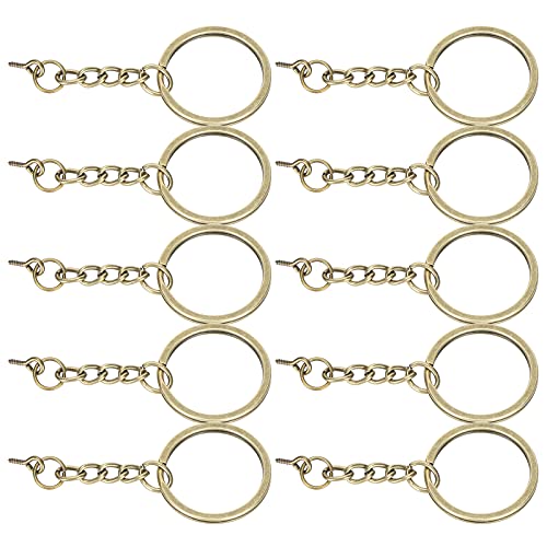Schlüsselanhänger, einfach zu bedienender Schlüsselanhänger mit Schrauböse für DIY-Schlüsselanhänger(Bronze-, φ30mm【10Stk】) von WNSC