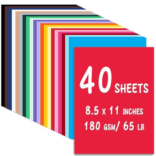 WNSIRVY Farbiger Karton, 21,6 x 27,9 cm, 180 g/m², 29,5 kg, 20 verschiedene Farben, Konstruktionspapier für Postkarten, Basteln, Scrapbooking, handgefertigte Karten, 40 Blatt WNSIRVY Farbiger Karton, 21,6 x 27,9 cm, 180 g/m², 29,5 kg, 20 verschiedene Farben, Konstruktionspapier für Postkarten, Basteln, Scrapbooking, handgefertigte Karten, 40 Blatt von WNSIRVY