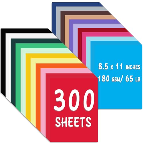 WNSIRVY Farbiger Karton, 21,6 x 27,9 cm, 180 g/m², buntes Druckerpapier, 20 verschiedene Farben, Konstruktionspapier für Einladungen, Basteln, Scrapbooking, Drucken, Schule, Büro, 300 Blatt WNSIRVY Farbiger Karton, 21,6 x 27,9 cm, 180 g/m², buntes Druckerpapier, 20 verschiedene Farben, Konstruktionspapier für Einladungen, Basteln, Scrapbooking, Drucken, Schule, Büro, 300 Blatt von WNSIRVY