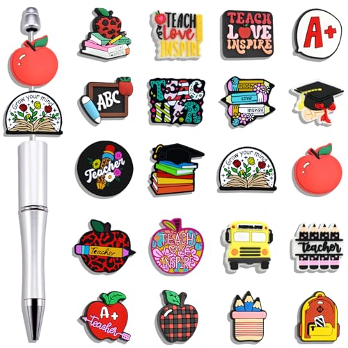 WNTCNV 20 Stück Silikon-Fokal-Perlen für Schule, Lehrer, Schulbus-Anhänger für Perlen, Stifte, Abzeichen, Schlüsselbänder, Schlüsselanhänger, zum Basteln, Dekoration, Armband, Halskette WNTCNV 20 Stück Silikon-Fokal-Perlen für Schule, Lehrer, Schulbus-Anhänger für Perlen, Stifte, Abzeichen, Schlüsselbänder, Schlüsselanhänger, zum Basteln, Dekoration, Armband, Halskette von WNTCNV