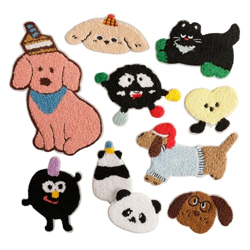 10 PCs Cartoon Gestickte Flecken Katzen Eisen Auf Flecken Reparaturflecken Panda Auf Flecken Für Kleiderbeutel von WNXGNHO