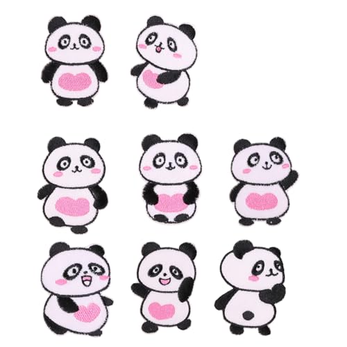 8 PCs Cartoon Panda Bestickte Flecken Eisen Auf Flecken Tierreparaturflecken Auf Applikationsflecken Für Kleiderbeutel Nähen von WNXGNHO