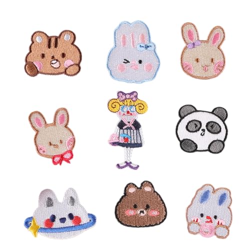 9 PCs Schöne Tierreparaturflecken Eisen Auf Gestickten Flecken Cartoon Panda Nähen Sie Dekorative Applikationen Für Kleidung von WNXGNHO