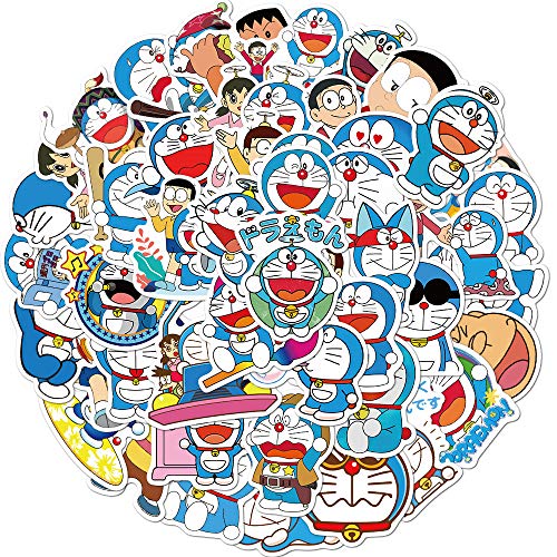Doraemon The Blue Cat Vinyl Finish Die Cut Aufkleber für Laptops Handys Handyhülle Konsolen Wände Gepäck Hülle Bücher (50 Aufkleber) von WOA