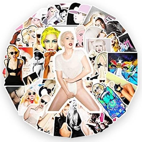 Lady Gaga – 50 – Vinyl-Aufkleber für Laptops, Handys, Handyhülle, Konsolen, Wände, Gepäcketui, Bücher, Flasche, 40 Aufkleber (je 1 Design) von WOA