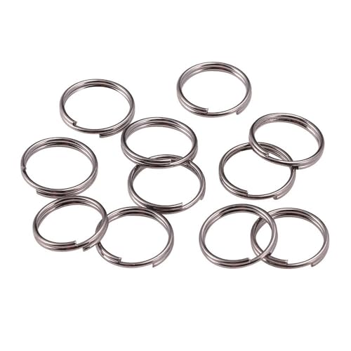 WOATOHO 100 Stück offene Biegeringe mit Doppelschlaufen, 16 x 0,8/14 x 0,7 mm, gedrehte Biegeringe zur Schmuckherstellung(Gun Black,14mm) von WOATOHO