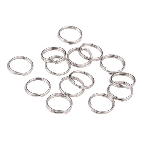 WOATOHO 100 Stück offene Biegeringe mit Doppelschlaufen, 16 x 0,8/14 x 0,7 mm, gedrehte Biegeringe zur Schmuckherstellung(Rhodium,16mm) von WOATOHO