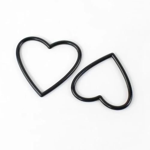 WOATOHO 20 Stück 20 25 30 35 40 mm ID nahtlos verschweißte Herzringe, Taschengurt verstellbar, Herzform Metallring(Black,20mm) von WOATOHO