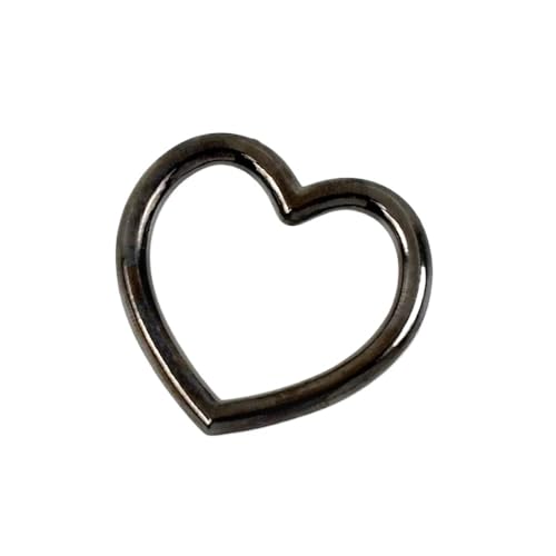 WOATOHO 20 Stück Herz-Metallringe, Schnallen, 34 x 35 mm, for Bastelzubehör, robuster Herzring aus Edelstahl(Black) von WOATOHO
