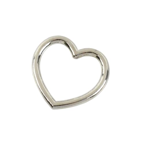 WOATOHO 20 Stück Herz-Metallringe, Schnallen, 34 x 35 mm, for Bastelzubehör, robuster Herzring aus Edelstahl(Silver) von WOATOHO