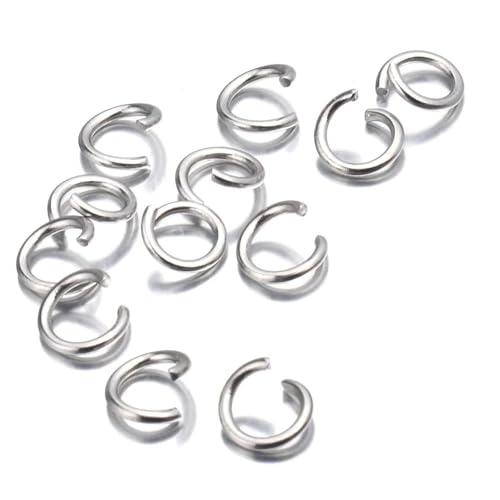 WOATOHO 200 Stück offene Biegeringe aus Edelstahl, Einzelschlaufen-Split-Ring-Verbindungsstücke for selbstgemachte Schmuckteile(8mm) von WOATOHO