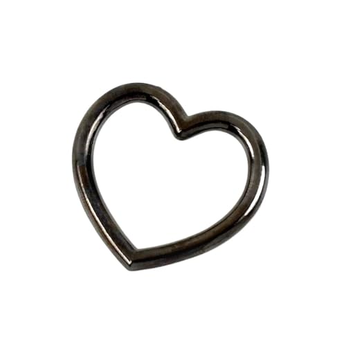 WOATOHO 5 Stück Schlüsselanhänger in Herzform, Schwarz/Rot/Blau, zur Dekoration, Herz-Makramee-Ringe aus Metall, Schnallen, 28 x 22 mm(Glossy Black) von WOATOHO