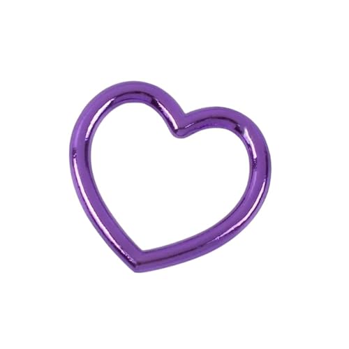WOATOHO 5 Stück Schlüsselanhänger in Herzform, Schwarz/Rot/Blau, zur Dekoration, Herz-Makramee-Ringe aus Metall, Schnallen, 28 x 22 mm(Purple) von WOATOHO