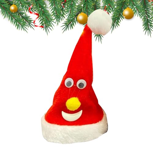 WOBBLO Elektrischer tanzender Weihnachtsmannhut | unverwechselbarer tanzender Weihnachtsmannhut, 15,2 cm (6 Zoll) | kreatives Partyzubehör, mobile Weihnachtsdekoration für Erwachsene, Neujahr, Party von WOBBLO