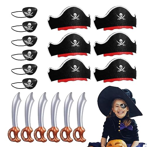 WOBBLO Piratenhüte Set | Piraten-Cosplay-Set für Halloween, Piraten-Partyzubehör für Erwachsene, Jungen, Mädchen von WOBBLO