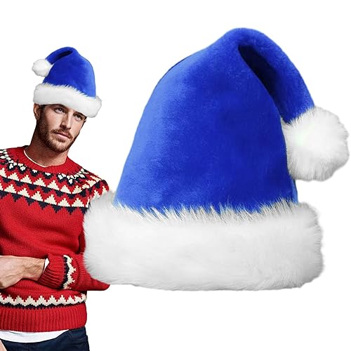 WOBBLO Weihnachtshut – Weihnachtsmannhut mit Rand aus weichem Plüsch | Warme und bequeme Weihnachtsmütze, festliche Partyzubehör für Erwachsene und Erwachsene von WOBBLO