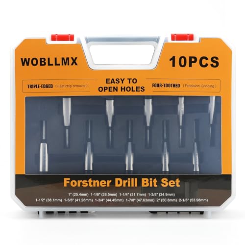 Forstnerbohrer, 3-schneidig, Wolframkarbidspitze – für Hartholz, Weichholz, Holzbearbeitung, Scharnierschneider, Werkzeug-Sets für furniertes Sperrholz, Kunststoff, 10 Stück von WOBLLMX