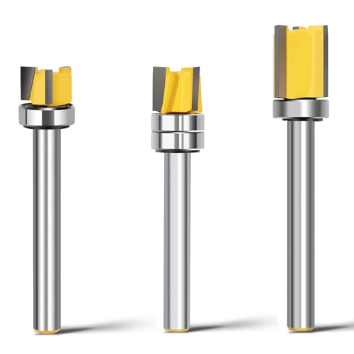 WOBLLMX 3 Stück Bündigfräser 6mm Schaft,3 Flutes Flush Cutter mit Kugellager Hartmetall Klinge Handlich,langlebig und scharf für Holzbearbeitung DIY zu Hause(Arbeitslänge 7mm/15mm/20mm) von WOBLLMX