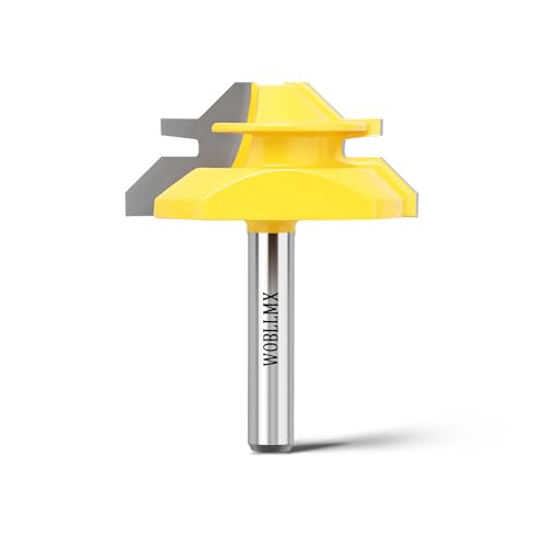 WOBLLMX 45 Grad Verleimfräser Gehrung Fräse 8mm Schaft,19mm Schnitthöhe,45°Lock Miter Router Bit Holzbearbeitung Schneidwerkzeug für Graviermaschine Trimmmaschine(1PCS) von WOBLLMX