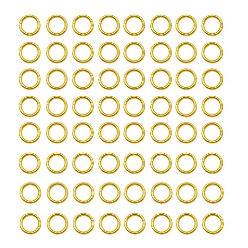 200 Stück vergoldete Edelstahl-Spaltringe, Biegeringe, Verbindungsringe für Schmuckherstellung, Halsketten, Armbänder, Ohrringe, Schlüsselanhänger, DIY Handwerk (13299-Gold, 6 mm) von WOCRAFT