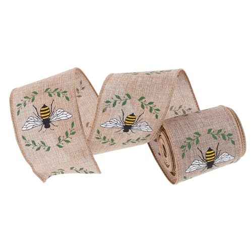 WOFASHPURET 1 Rolle Bienengewebe Osterdrahtband DIY-Bastelband Dekorative Bänder Osterparty-Bänder Geschenkband zum Geburtstag Drahtband für Kränze Bastelbänder zu Ostern Wickelband Polyester von WOFASHPURET