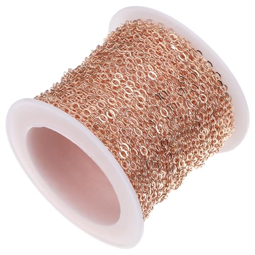 WOFASHPURET 1 Rolle Diy-schmuckkette, 10 M Lange Kupfer-halskettenkette Zur Schmuckherstellung, Goldene Armbandkette für Diy-zubehör von WOFASHPURET
