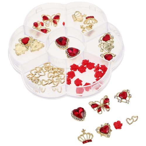 WOFASHPURET 1 Schachtel Nagel Schmuck Charms aus Hochwertiger Legierung Herz Schmetterling Krone Formen Langlebig Glänzend Romantisch für Valentinstag Nagelkunst und Basteldekoration von WOFASHPURET